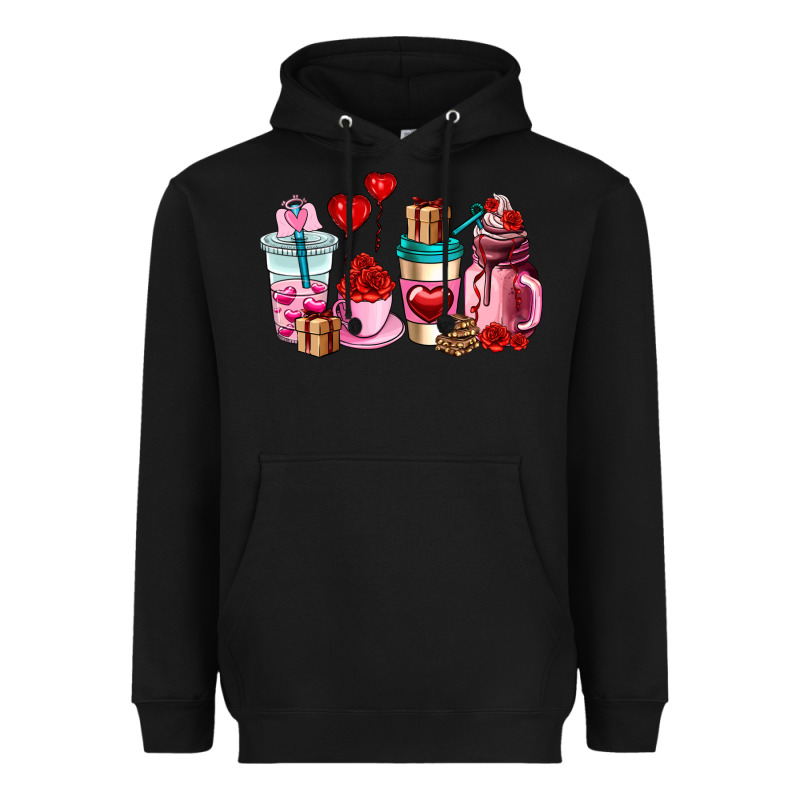 Valentines Day Roses Coffee Cups Heavyweight Hoodie by AdoDesignShop | Teevron