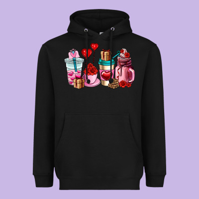 Valentines Day Roses Coffee Cups Heavyweight Hoodie Designed By Adodesignshop