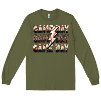 Army Green game day game day baseball lightning bolt Long Sleeve Tee - Zillion Design Studio