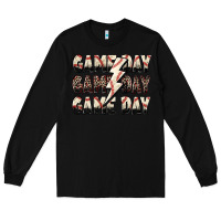 Black game day game day baseball lightning bolt Long Sleeve Tee - Zillion Design Studio