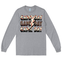 Heather Grey game day game day baseball lightning bolt Long Sleeve Tee - Zillion Design Studio