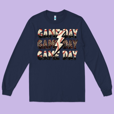 Game Day Game Day Baseball Lightning Bolt Long Sleeve Tee Designed By Zillion Design Studio