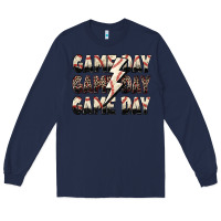 Navy game day game day baseball lightning bolt Long Sleeve Tee - Zillion Design Studio
