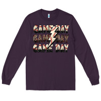 Plum game day game day baseball lightning bolt Long Sleeve Tee - Zillion Design Studio