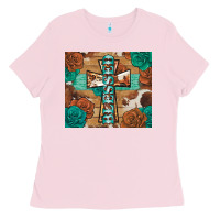 Bubblegum Pink blessed cross Ladies Tee - BarkalooDesign