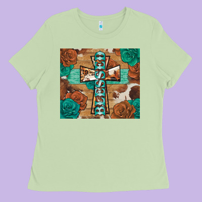 Blessed Cross Ladies Tee Designed By Barkaloodesign