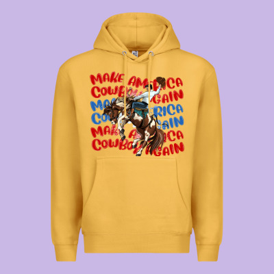 Make America Cowboy Again Premium Hoodie Designed By Maliassmallbusiness