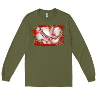 Army Green baseball background Long Sleeve Tee - texasbilliewilder