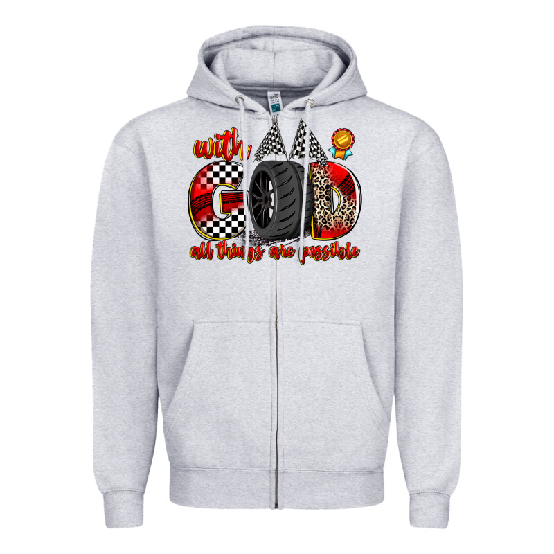 With God All Things Are Possible Zipper Hoodie by Zillion Design Studio | Teevron
