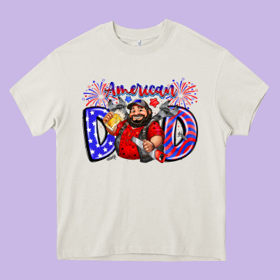 American Dod Heavy Core Tee Designed By Cowhidedigitalart