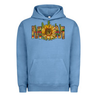 Pigment Pebble Blue western mom with sunflower Urban Hoodie - NancyCooperArtShop
