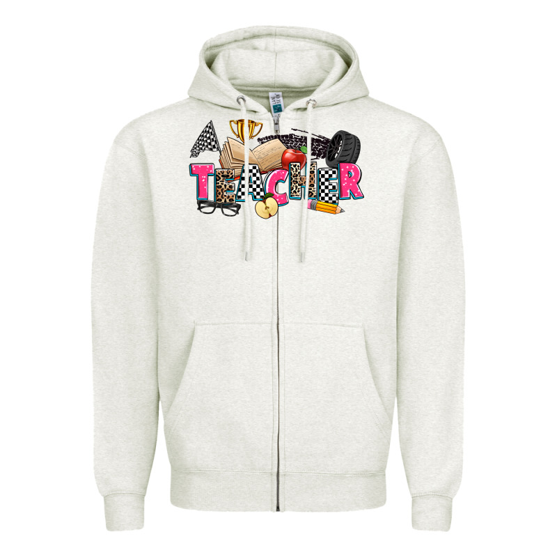 Race Teacher Zipper Hoodie by Zillion Design Studio | Teevron