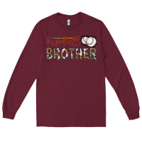 Burgundy baseball brother with leopard Long Sleeve Tee - texasbilliewilder