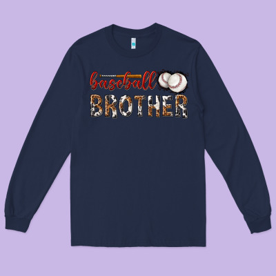 Long Sleeve Tee baseball brother with leopard