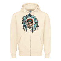 Sandshell indian headdress with native american skull Zipper Hoodie - RanaPortraitStore