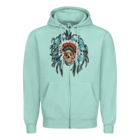 Indian Headdress With Native American Skull Zipper Hoodie | Teevron