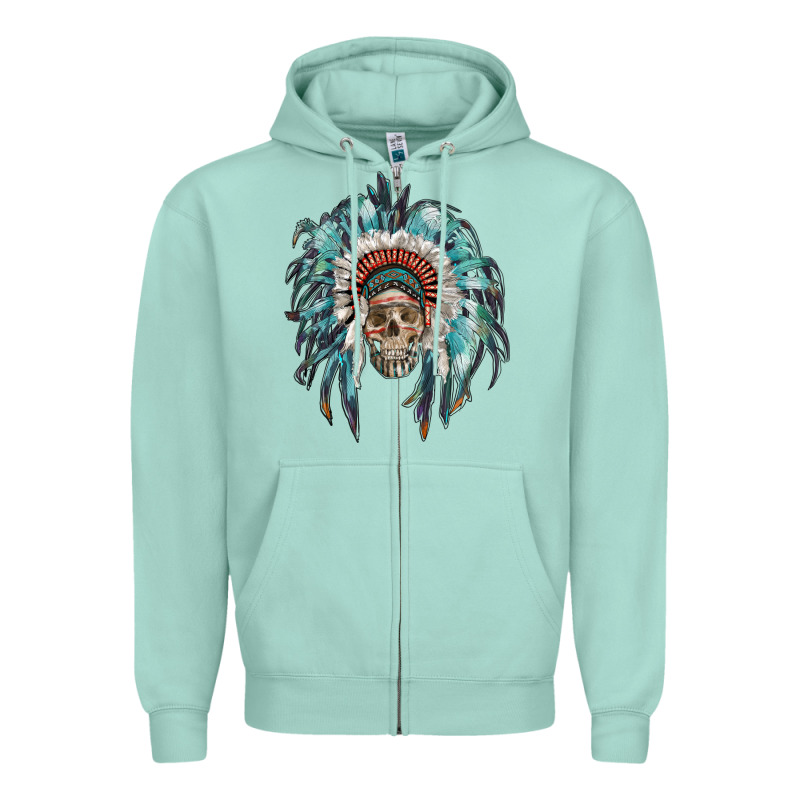 Indian Headdress With Native American Skull Zipper Hoodie by RanaPortraitStore | Teevron