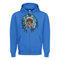 True Royal indian headdress with native american skull Zipper Hoodie - RanaPortraitStore