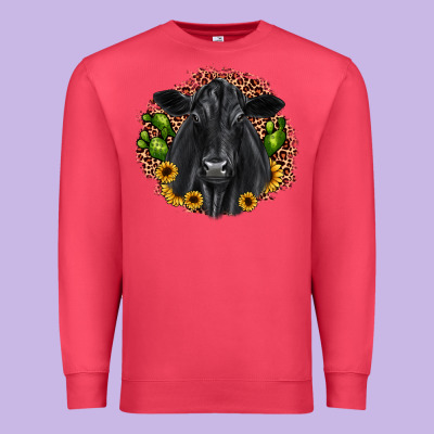 Black Angus Cactus Sunflower Premium Sweatshirt Designed By Jahusdesignshop
