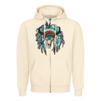 Sandshell indian headdress with bull skull Zipper Hoodie - RanaPortraitStore