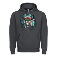 Smoke indian headdress with bull skull Zipper Hoodie - RanaPortraitStore