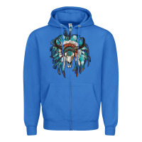 True Royal indian headdress with bull skull Zipper Hoodie - RanaPortraitStore