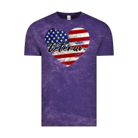 Cloud Purple veteran heart american flag Vintage Tee - BarkalooDesign