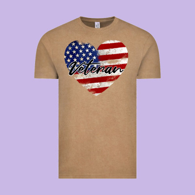 Veteran Heart American Flag Vintage Tee Designed By Barkaloodesign