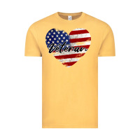 Vintage Mustard veteran heart american flag Vintage Tee - BarkalooDesign