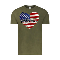 Vintage Olive veteran heart american flag Vintage Tee - BarkalooDesign