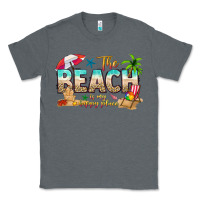Charcoal Heather the beach is my happy place Classic Tee - texasbilliewilder