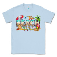 Dusty Blue the beach is my happy place Classic Tee - texasbilliewilder