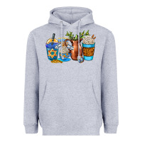 Heather Grey hannukah coffee cups Heavyweight Hoodie - AdoDesignShop