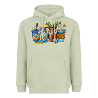 Matcha hannukah coffee cups Heavyweight Hoodie - AdoDesignShop