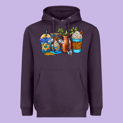 Hannukah Coffee Cups Heavyweight Hoodie Designed By Adodesignshop