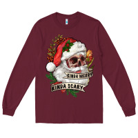Burgundy Kinda merry kinda scary Long Sleeve Tee - RanaPortraitStore