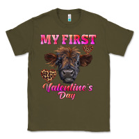 Army Green my first valentine's day highland calf Classic Tee - RanaPortraitStore