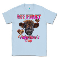 Dusty Blue my first valentine's day highland calf Classic Tee - RanaPortraitStore