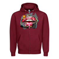 Burgundy race lips Zipper Hoodie - Zillion Design Studio
