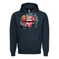 Navy race lips Zipper Hoodie - Zillion Design Studio