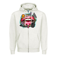 Oatmeal Heather race lips Zipper Hoodie - Zillion Design Studio