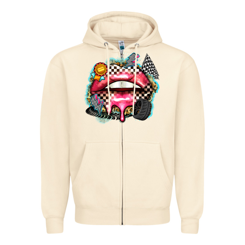 Race Lips Zipper Hoodie by Zillion Design Studio | Teevron