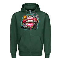Sports Green race lips Zipper Hoodie - Zillion Design Studio