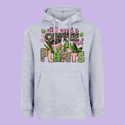 All I Need Is Coffee And Plants Heavyweight Hoodie Designed By Jahusdesignshop