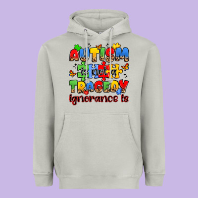Autism Is Not A Tragedy Ignorance Is Heavyweight Hoodie Designed By Jahusdesignshop