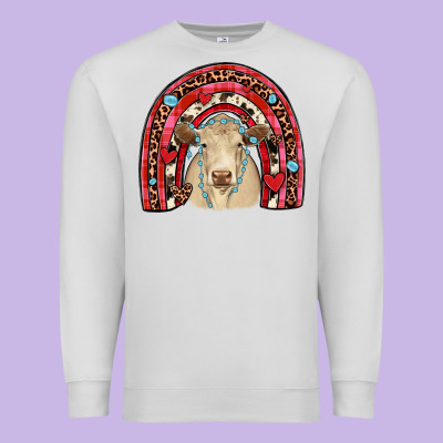 Valentines Charolais  Rainbow Premium Sweatshirt Designed By Jahusdesignshop