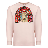 Pale Pink valentines charolais  rainbow Premium Sweatshirt - JahusDesignShop