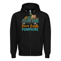 Black farm fresh pumpkins truck Zipper Hoodie - RanaPortraitStore