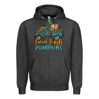 Charcoal Heather farm fresh pumpkins truck Zipper Hoodie - RanaPortraitStore