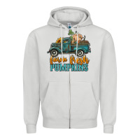 Dove Grey farm fresh pumpkins truck Zipper Hoodie - RanaPortraitStore